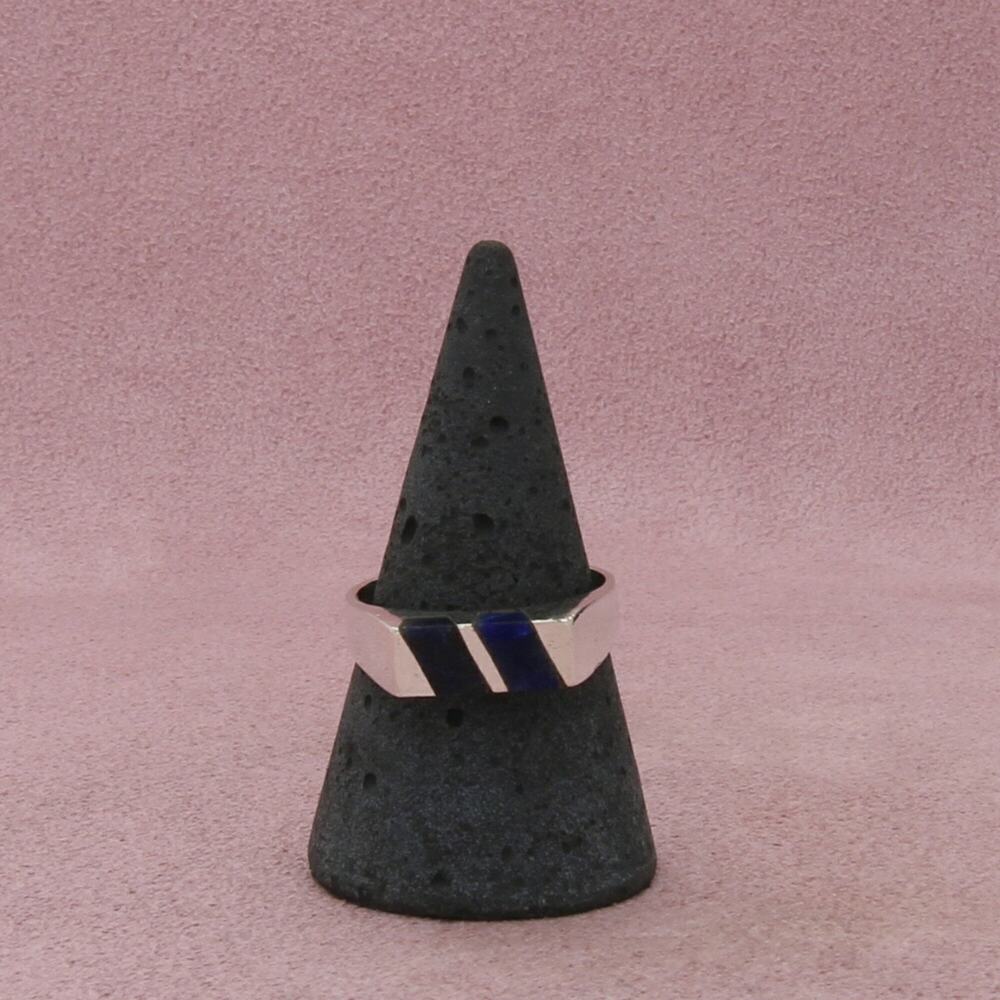 sterling silver vintage mexico sodalite flat top band ring size 9